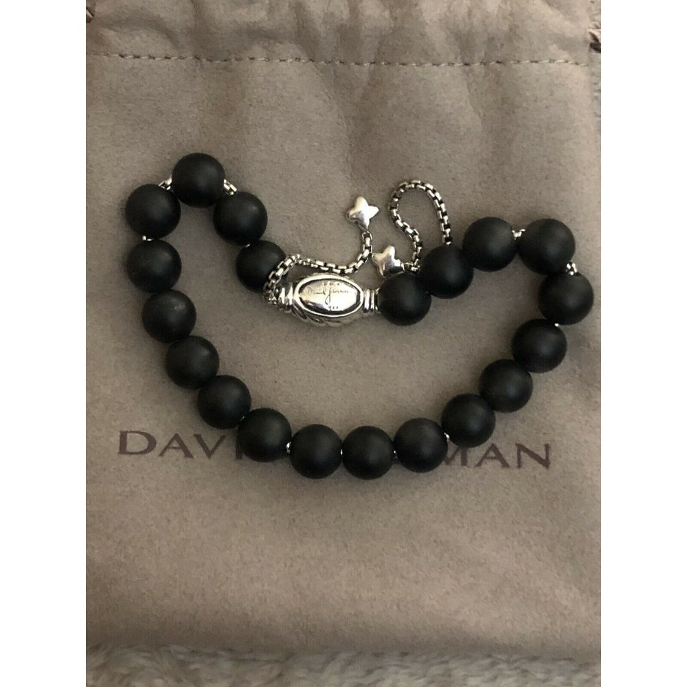 David Yurman Women Spiritual Bead Bracelet with Matte Black Onyx 8mm Adjustable